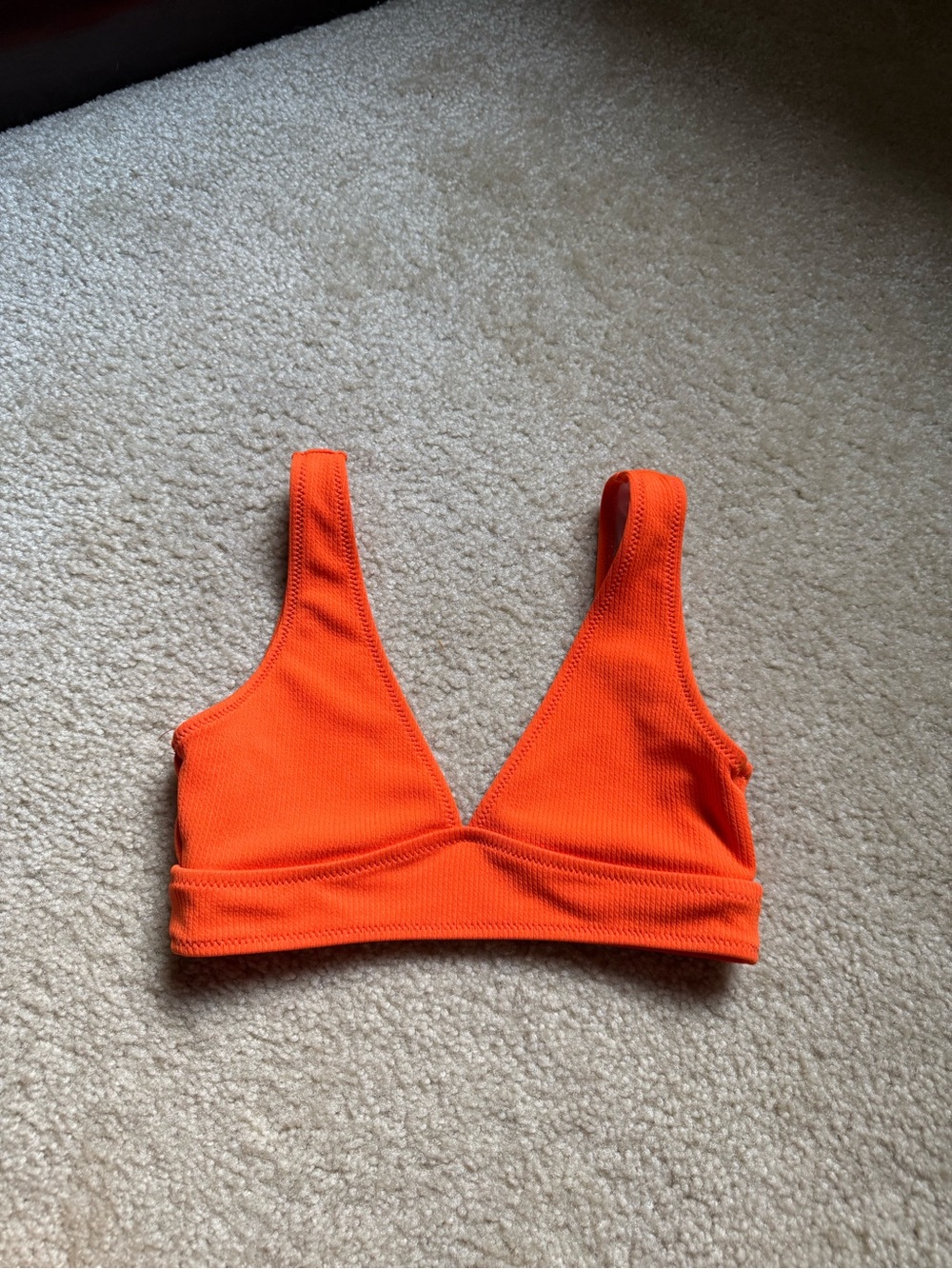 Vibrant Orange Ribbed Bikini Top - Women Swim Bikini